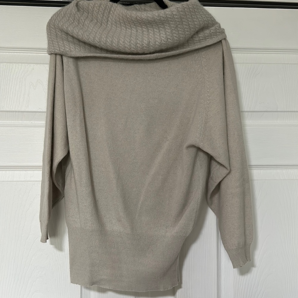 Soft tan long cowl neck Ellen Tracy sweater